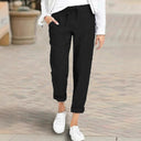 Women's Linen Pants with Elastic Waist and Pockets