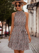 Floral Halter Dress with Playful Hem Design