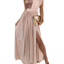 Women’s Shimmering Bodice Evening Dress with Flared Skirt
