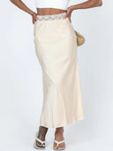 Chic Satin Skirt with Lace Detail