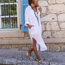 Chic Long Sleeve Beach Dress with Pockets