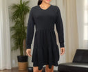 Chic Women's Knit Dress with Flowing Hem