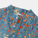 Chic Women’s Short Sleeve Blouse with Stand-Up Collar and Floral Design