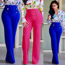 Chic High-Waist Palazzo Pants with Button Accents