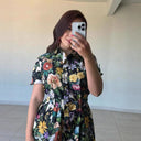 Floral Midi Dress with Stylish Collar & Belt