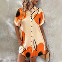 Floral Accented Women's Shirt Dress with Chic Design