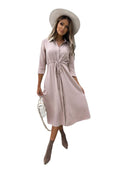 Adjustable Belt Women's Shirt Dress - Stylish and Chic