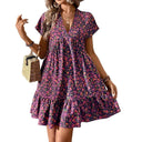 Chic Women's V-Neck Dress with Flared Skirt