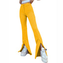 Women's Flared Leggings with Stylish Side Slit