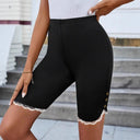 Chic Bermuda Shorts with Lace Trim and Button Accents
