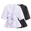 Chic Blouse with Bow Accents for Women