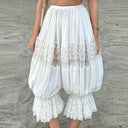 Chic Women's Harem Pants with Lace Accents