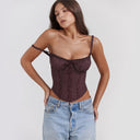 Chic Ruffled Women's Bustier Top with Adjustable Straps