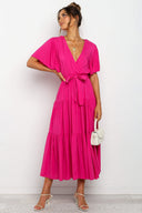 Women’s Maxi Dress: Deep V-Neck & Flowing Sleeves