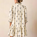 Flowy Ruffled Dress with Bow Print for Women