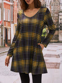 Women's Checkered Dress with Handy Side Pockets