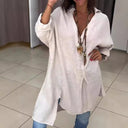 Woman’s Asymmetrical Linen Tunic with Chic Accents