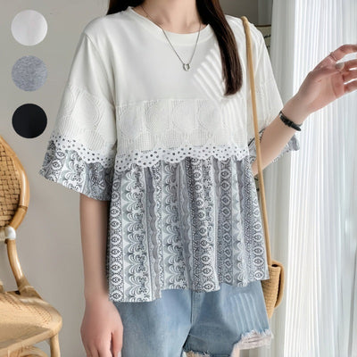 Lace-Trimmed Women's Blouse for Everyday Wear