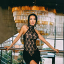 Chic Transparent Lace Dress with Asymmetrical Hem