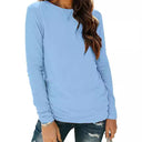 High-Quality Cotton Women's Long Sleeve Tee with Round Neck