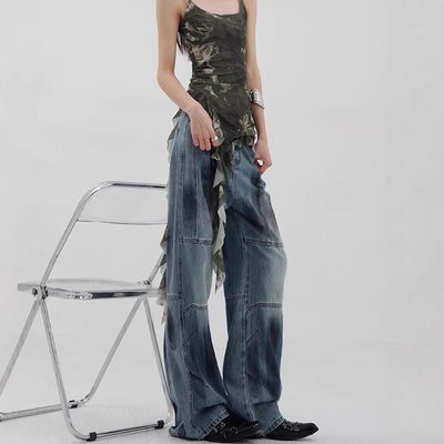 Chic Wide-Leg Jeans with Stylish Stitching