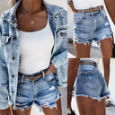 Trendy Destroyed Denim Shorts with Frayed Hem