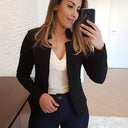 Chic Slim-Fit Blazer with Open Collar & Long Sleeves