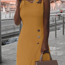 Chic Sheath Dress with Button Accents for Women