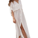 Women's Airy Beach Cover-Up Dress with Waist Drawstring