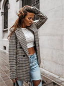 Classic Houndstooth Oversized Blazer for Women