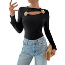Chic Long Sleeve Bodysuit with Unique Cutouts