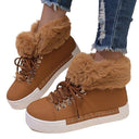 Women's Cozy Fuzzy Sneakers with Stylish Lacing