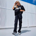 Chic Women's Cargo Pants with Cotton Blend and Ample Pockets