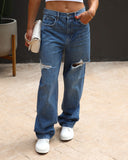 Women's Vintage Boyfriend Jeans with Trendy Rips