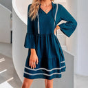 V-Neck Women's Dress with Lace Trim