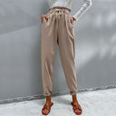 Chic Women's Jogging Pants with Stylish Belt and Elastic Waist