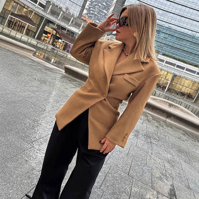 Chic Oversized Blazer Jacket with Button Accents