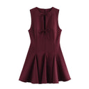 Chic Women's Dress with Knot Accents and Flowing Hem