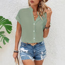 Chic Women's Stand-Up Collar Blouse with Button Closure
