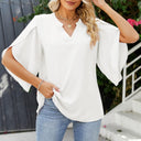 Chic V-Neck Blouse with Flared Sleeves