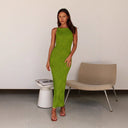 Women's Long Sleeve Maxi Dress with Ribbed Knit Design