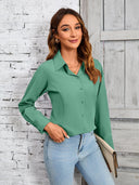 Chic Women's Long-Sleeve Blouse with Textured Design