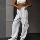 Women's Cargo Pants with Elastic Waist and Side Pockets