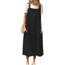 Stylish Women's Linen Strap Dress with Pockets