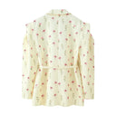 Chic Oversized Blazer Jacket with Belt and Shoulder Pads