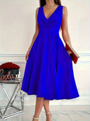 Chic A-Line Wrap Dress with V-Neck Design
