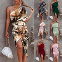 Asymmetrical Women's Dress with Bold Text Design