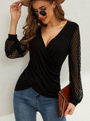 Women's Lace Sleeve Draped Blouse