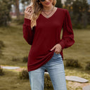 Chic V-Neck Top with Puff Sleeves for Women
