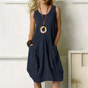 Cotton Sleeveless Dress with Handy Pockets